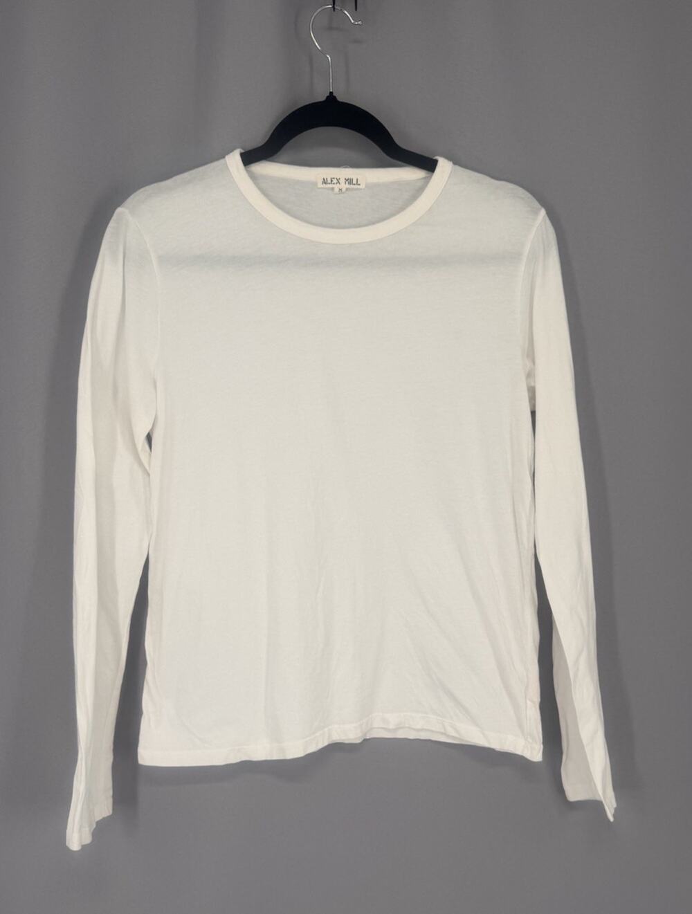 Alex Mill Shirt Womens Medium White Cotton Crewneck Long Sleeve Minimalist Beach